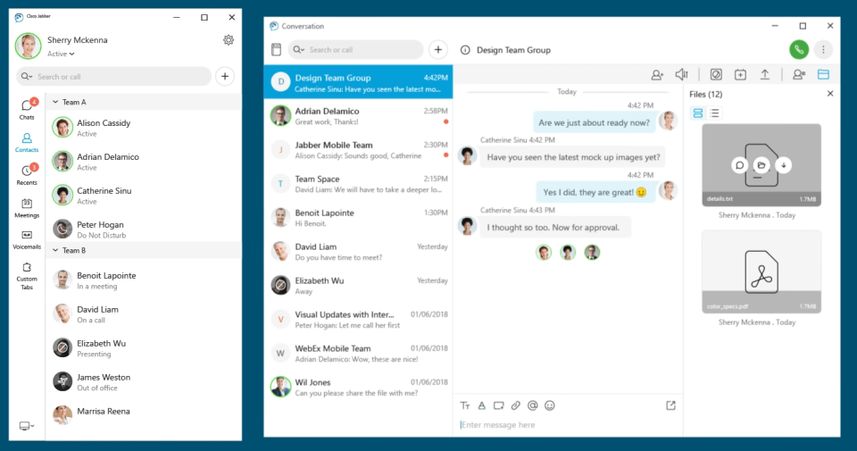 screenshot of Cisco Jabber
